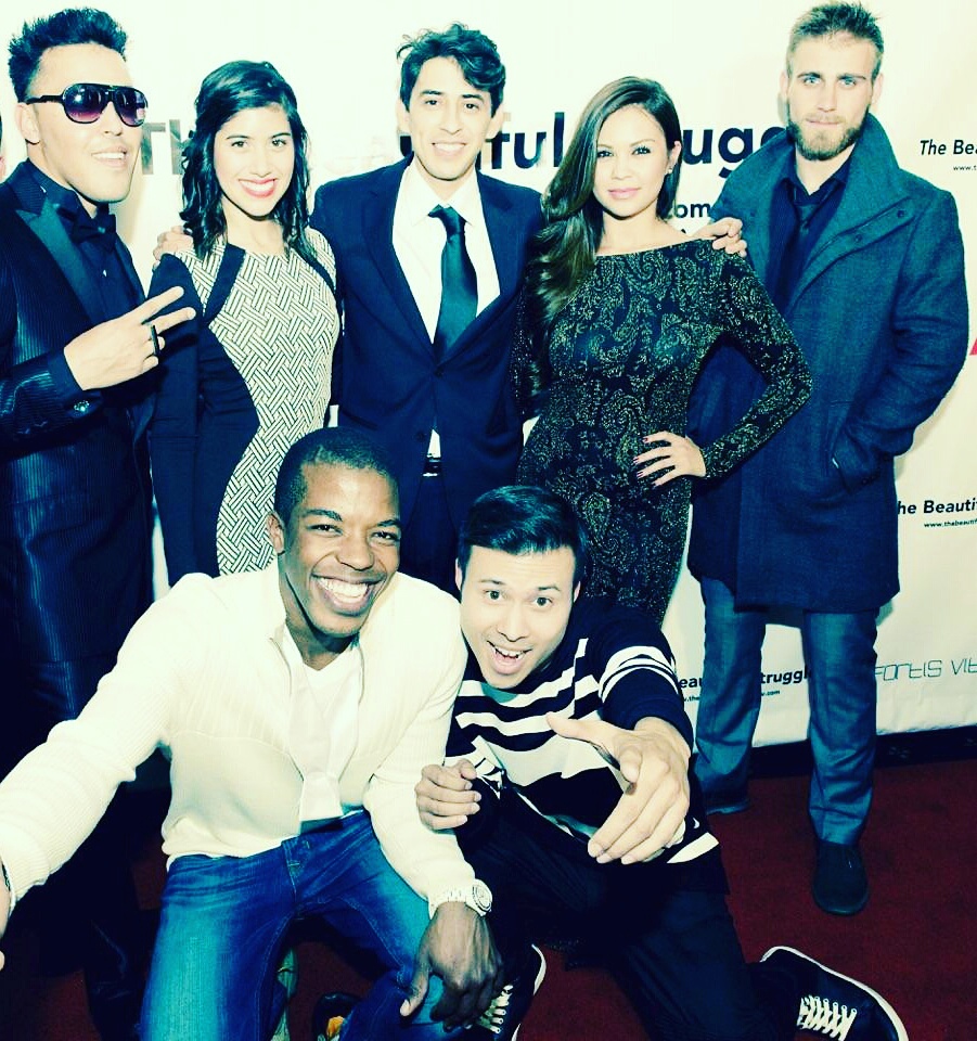 Cesar Hernandez and the cast of The Beautiful Struggle at their premiere.