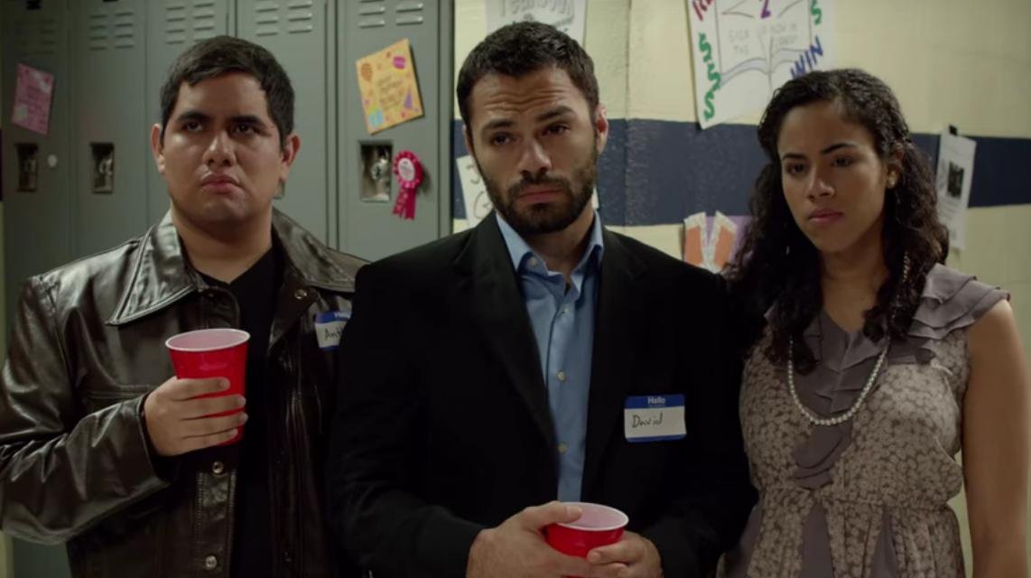 Still of Scott Mena, Gabe Laporte, and Jasmine Yampierre in The Entrance Game (2015)