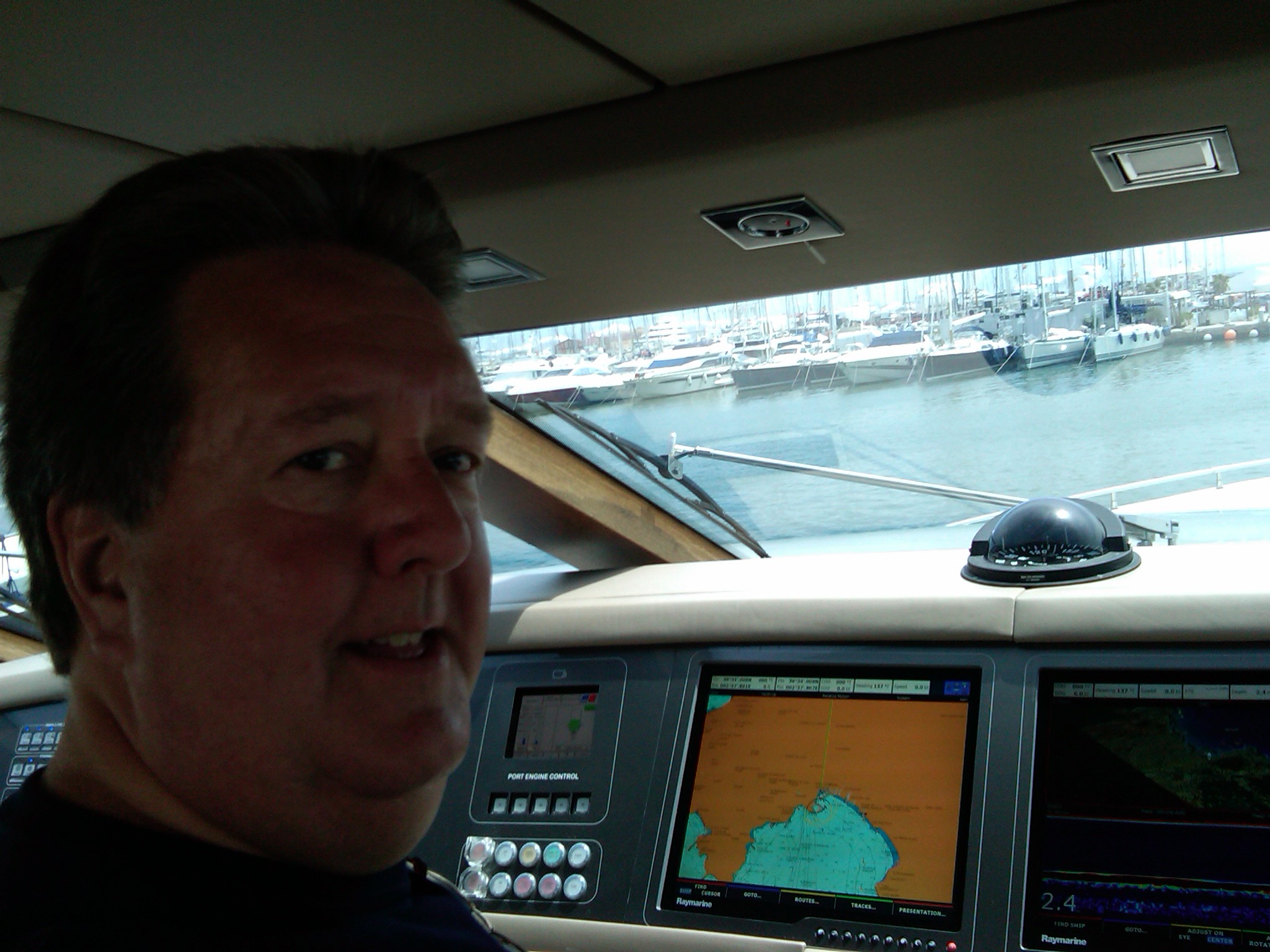 On the bridge, Lady Alexander in port, Palma de Mallorca