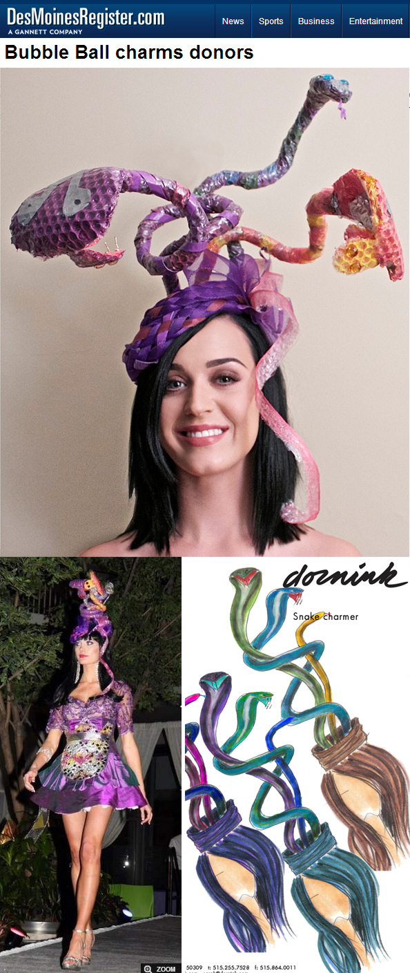 custom bubble wrap hat created for Katy Perry - worn and signed for Charity Auction