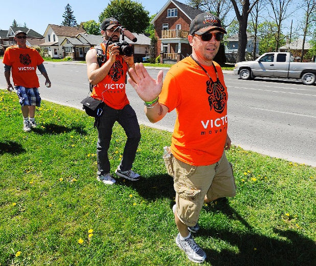 Director Michael David Lynch shooting Theo Fleury on The Victor Walk documentary May 2013.