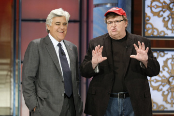 Still of Jay Leno and Michael Moore in The Jay Leno Show (2009)