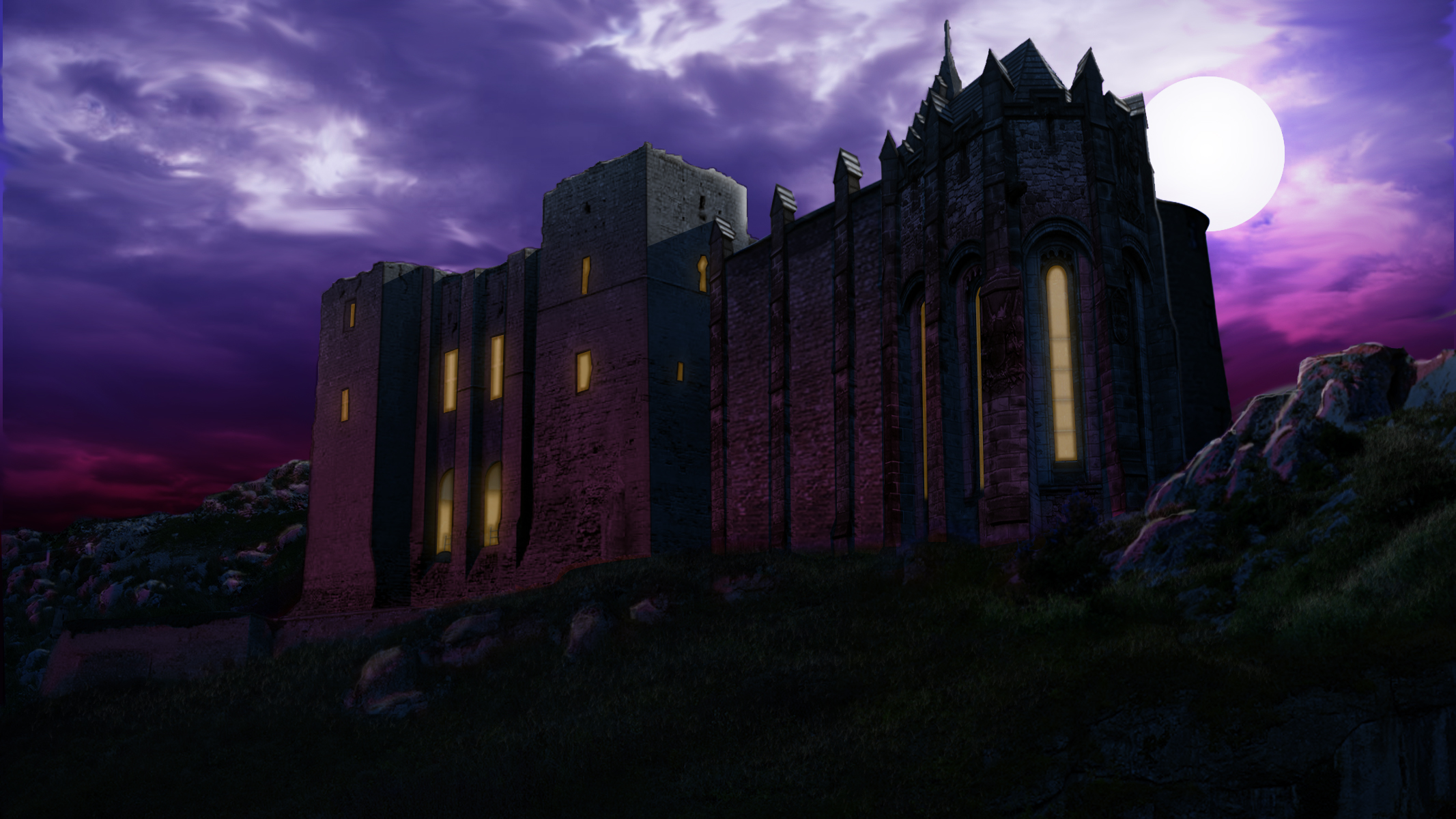 Concept art of Lord Bateman's castle from the film of the same name.