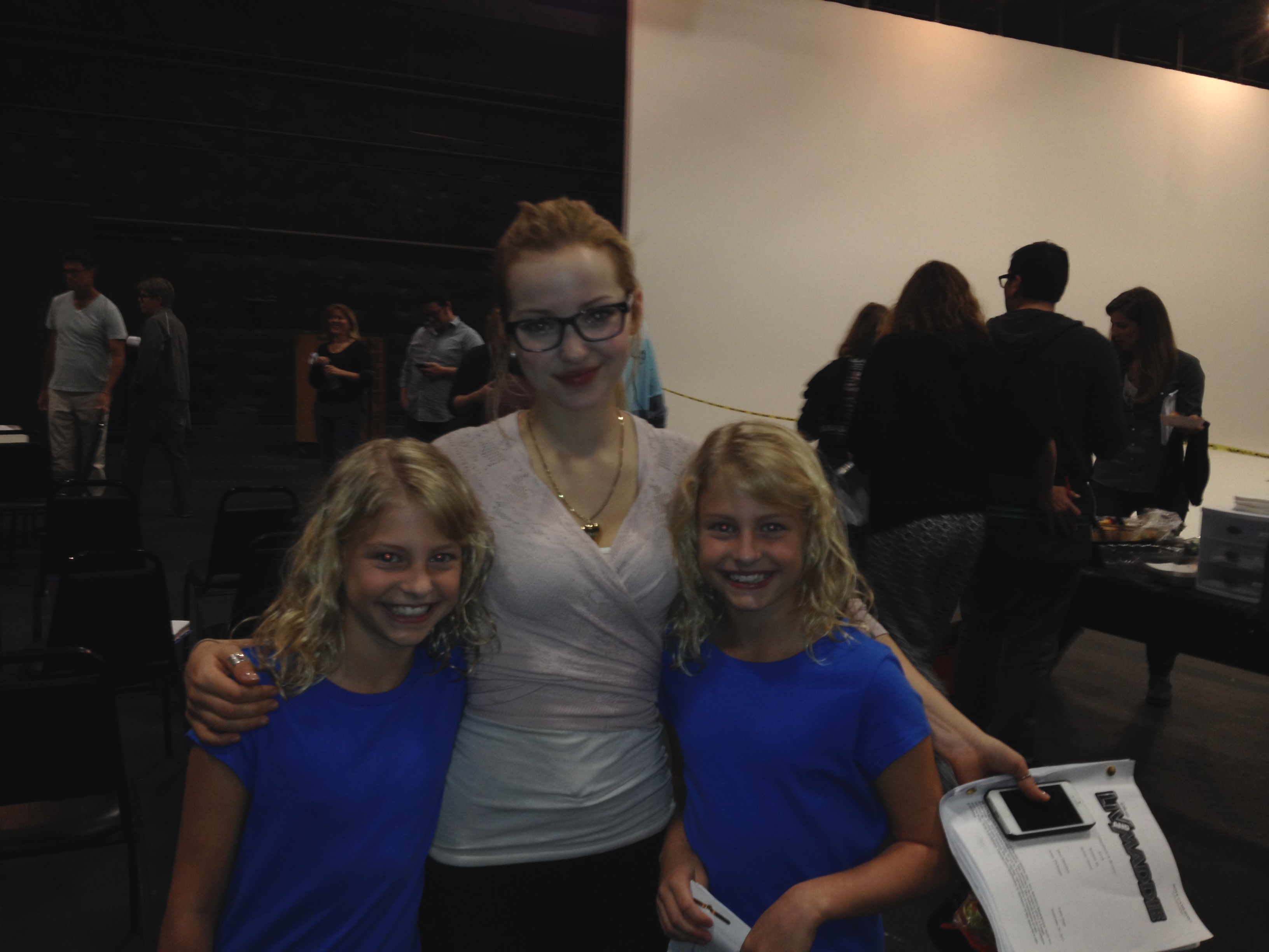 Dove Cameron with Abby and Tate on set of Liv and Maddie
