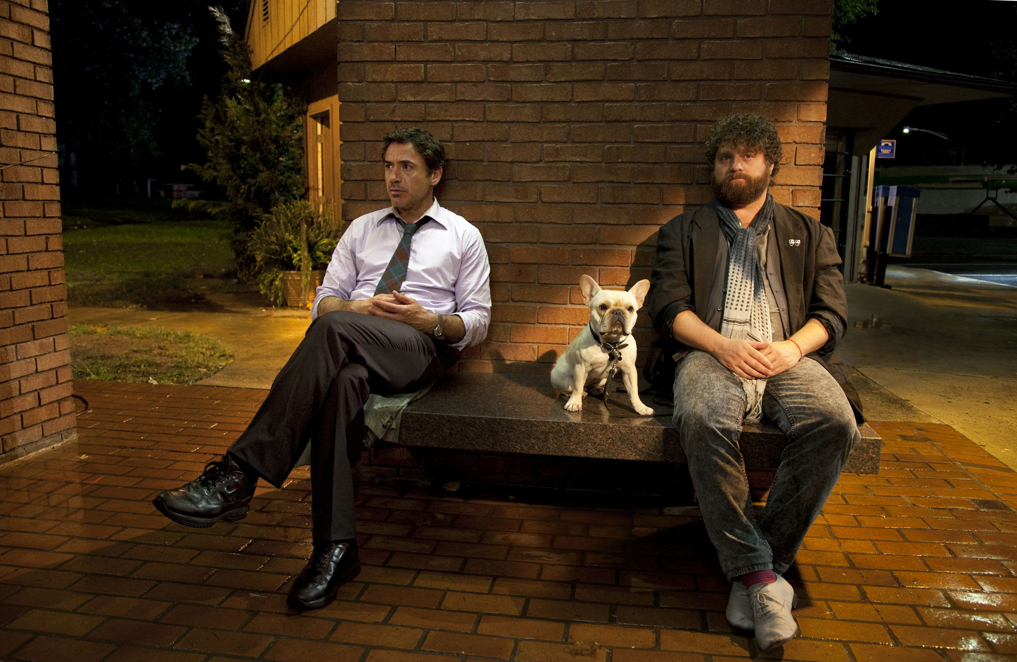 Still of Robert Downey Jr. and Zach Galifianakis in Vingiuotas kelias namo (2010)