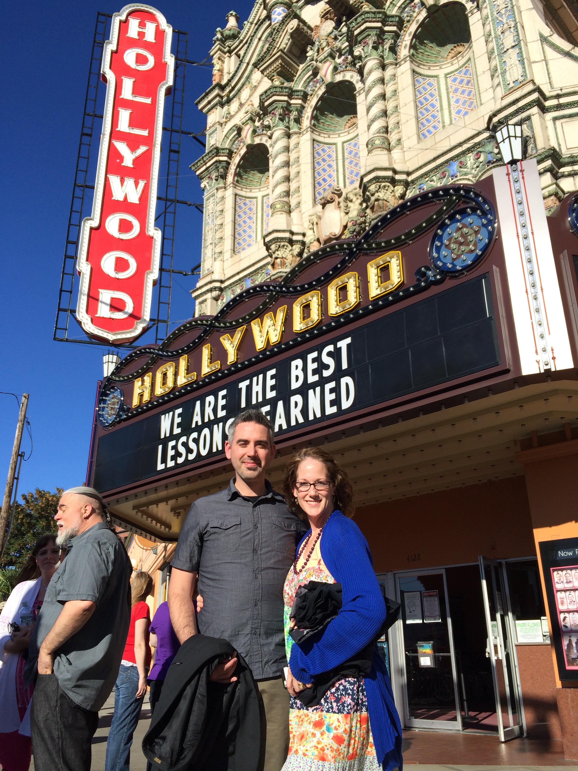 Adam C Sager with wife Julia at the world premiere of LESSONS LEARNED at the Hollywood Theater in Portland, Oregon.