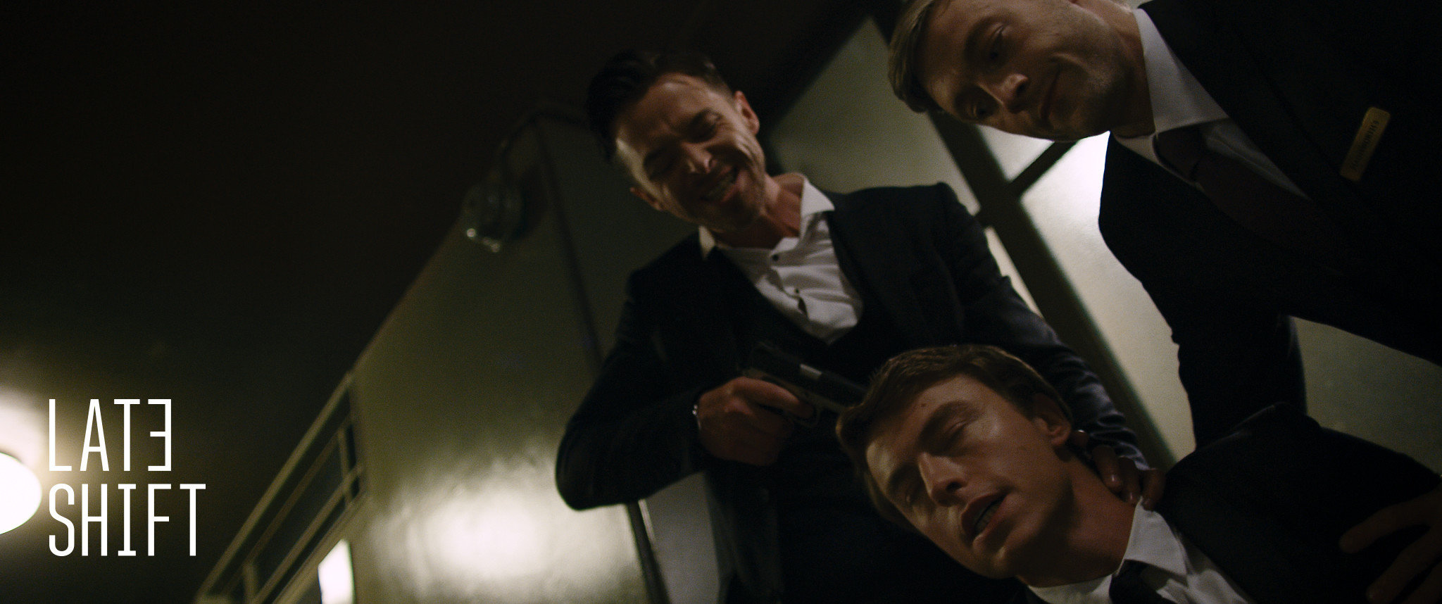 LATE SHIFT movie still. Actors Sol Heras, Joe Sowerbutts and Tom Phillips.