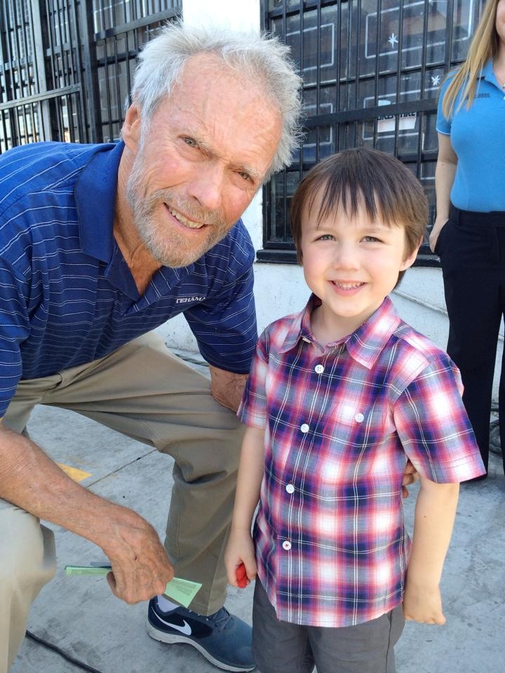 Aidan and the legendary Clint Eastwood after a day of filming for American Sniper.