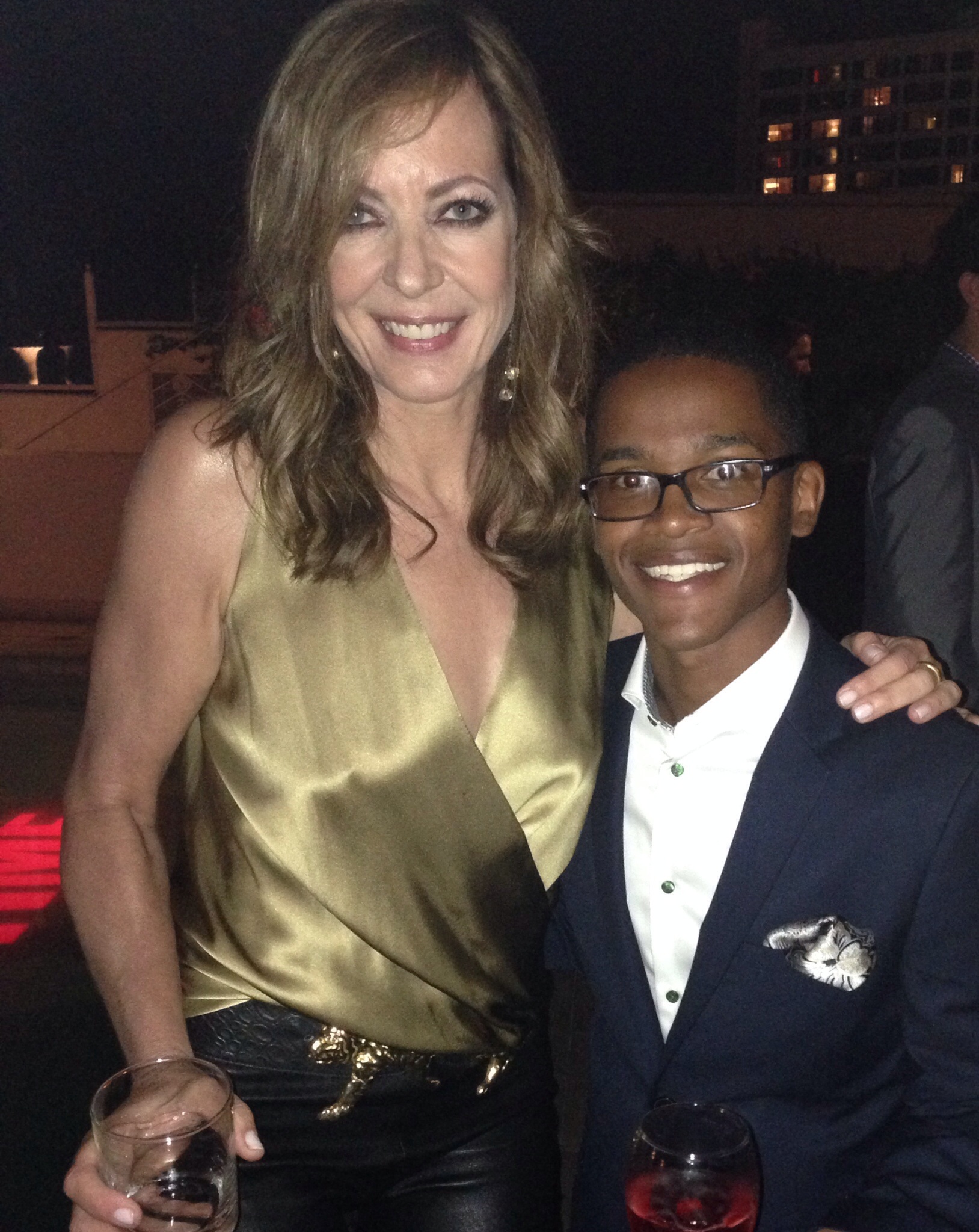 Octavius J Johnson and Allison Janney at the Showtime Emmy Eve 2014