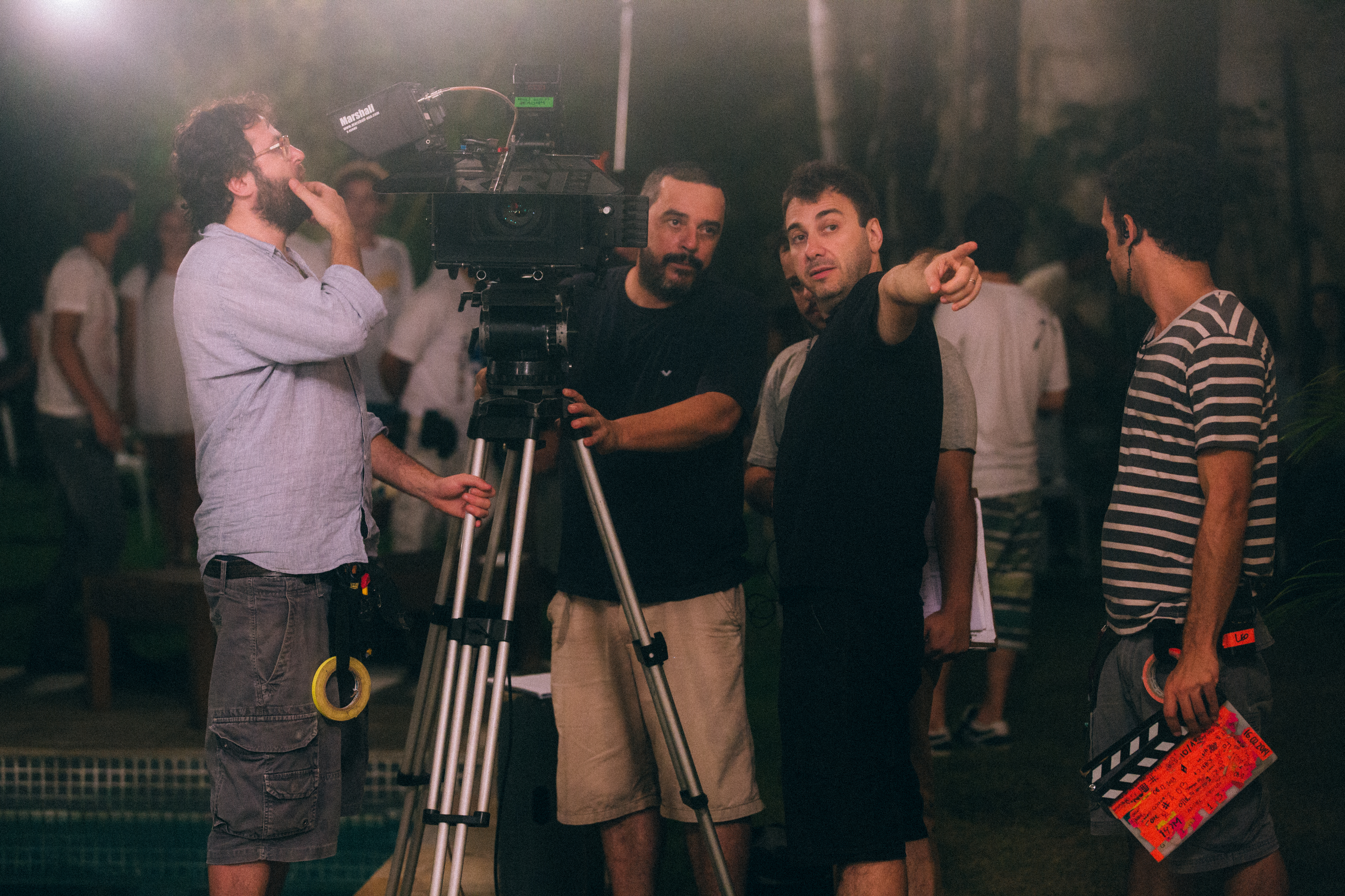 Alex Medeiros gives instructions to director of photography, Alexandre Berra, during the shoot of #thosegirls.