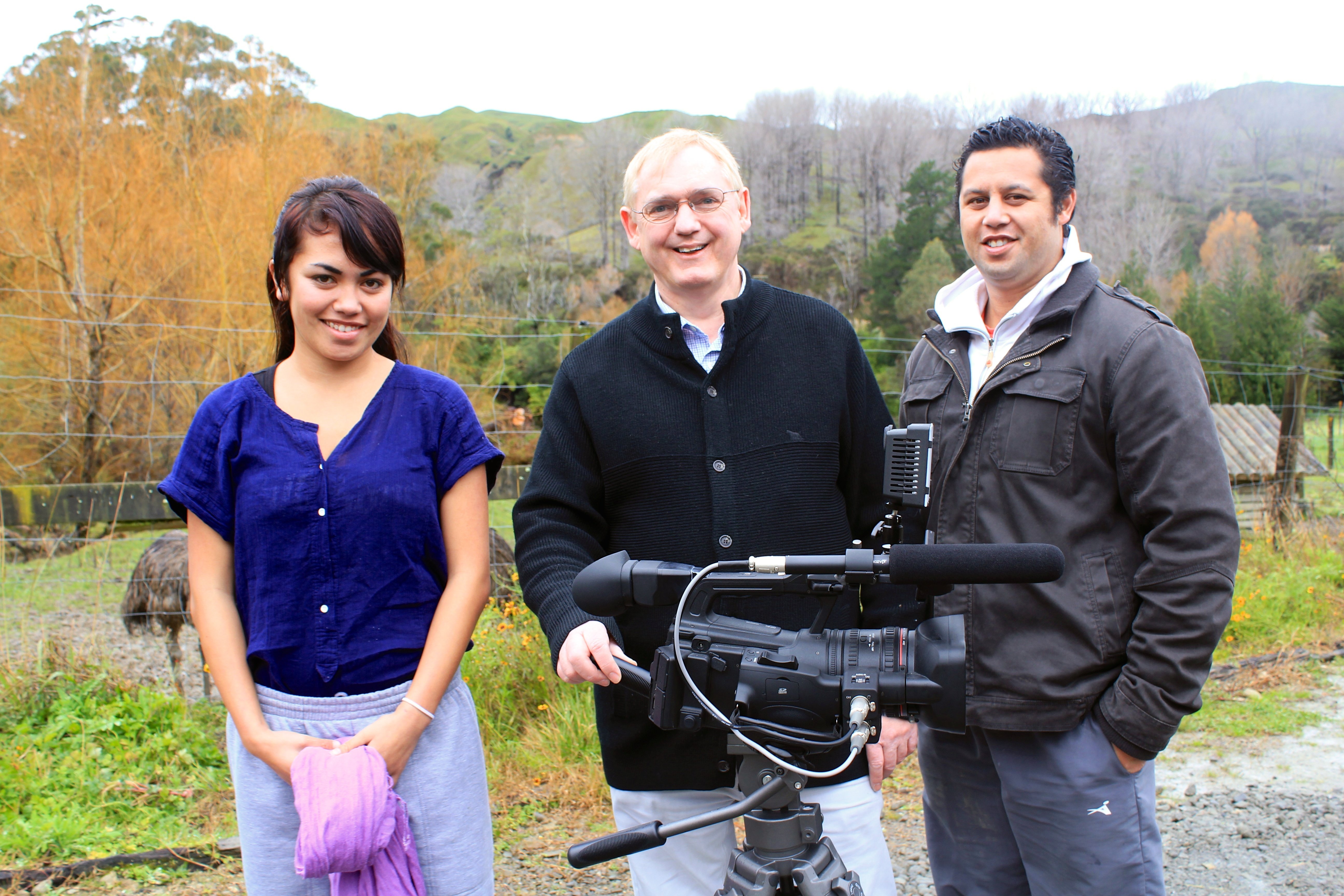 Shooting the final scenes of Rere's Children: David Whittet (Director) with Ebony Tuhaka (Miriama) and Shane Luke (Arapeta).