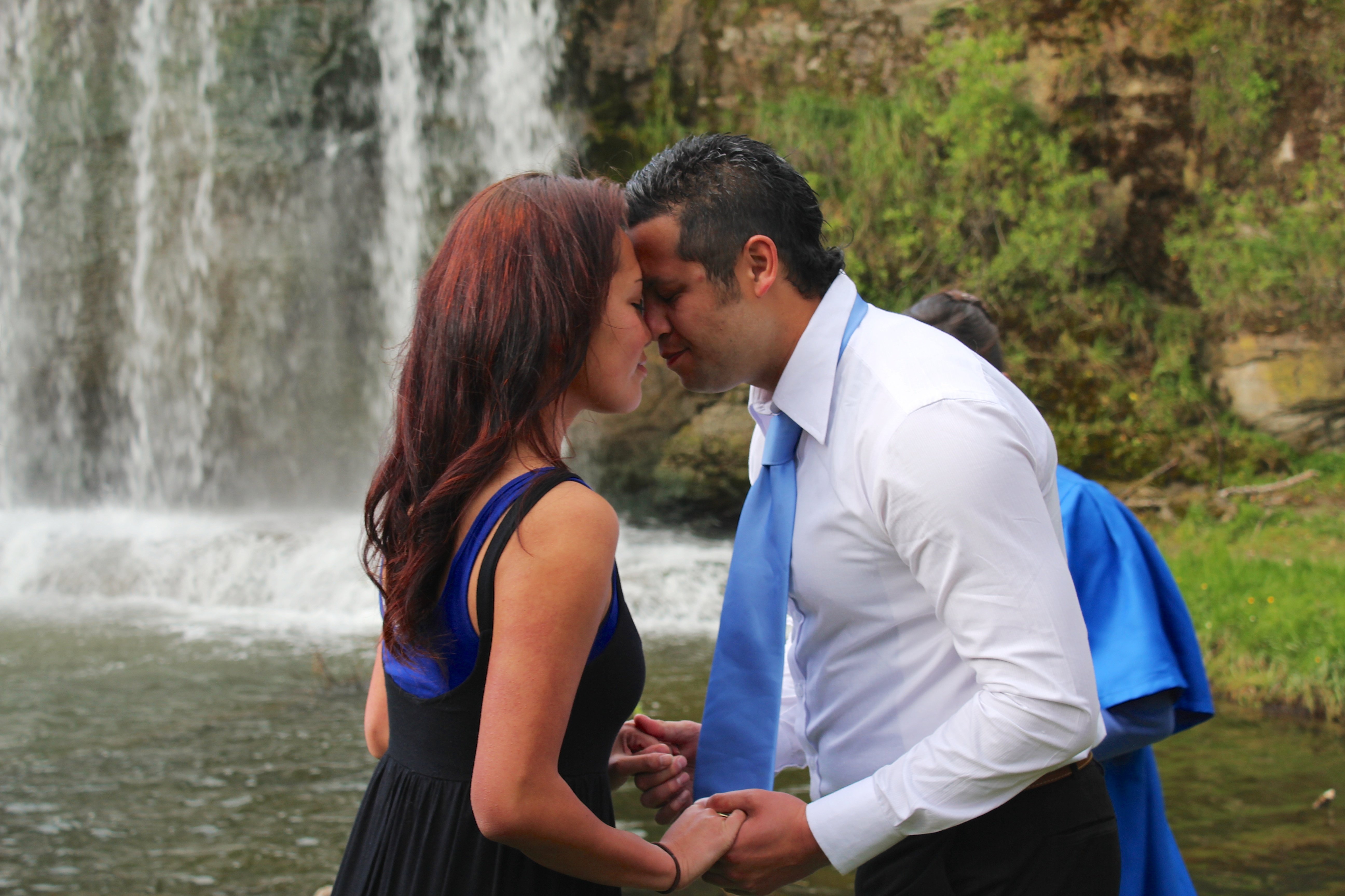 Miriama (Ebony Tuhaka) and Arapeta (Shane Luke) at the Rere Falls, the mystic waterfalls which have shaped their destiny.