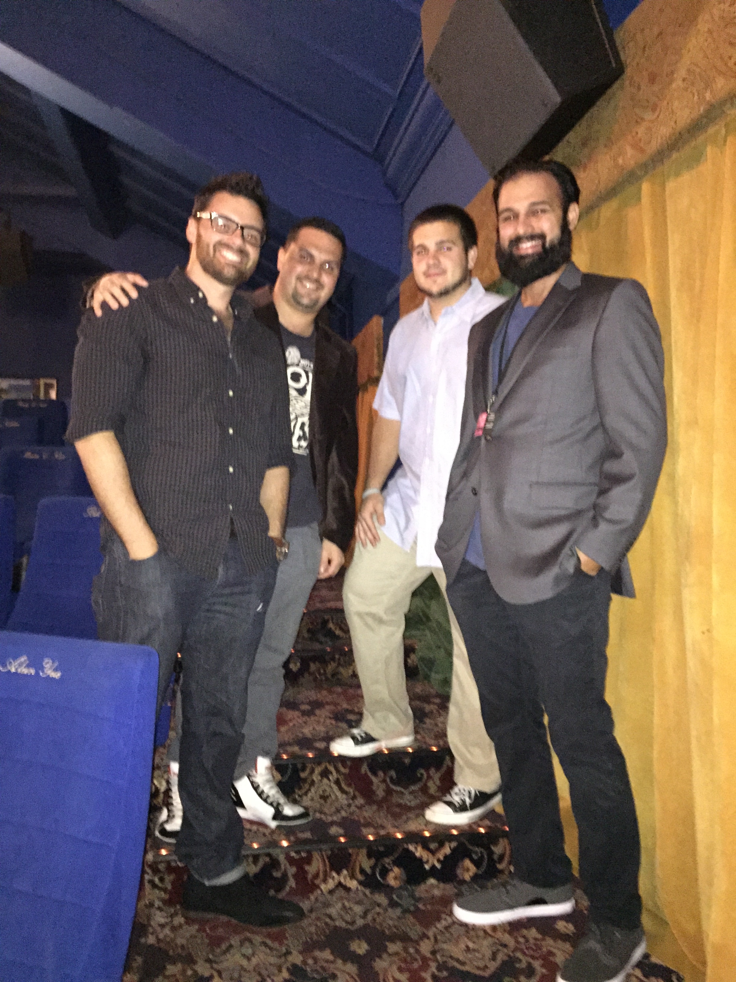 Writer/Director David Rebollar with the cast of Hold the Cuckoo, Pablo A. Suarez, Michael Martinez, and Joel Marrero, for the world premiere at Cinema Paradiso Fort Lauderdale for the Fort Lauderdale International Film Festival.