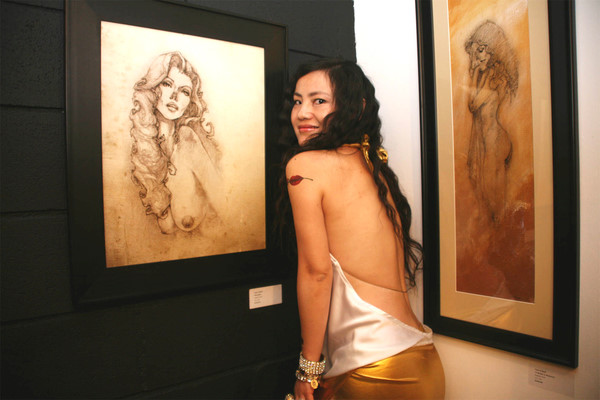 Nina Xining Zuo @ an art gallery opening, photo by Susan Li.