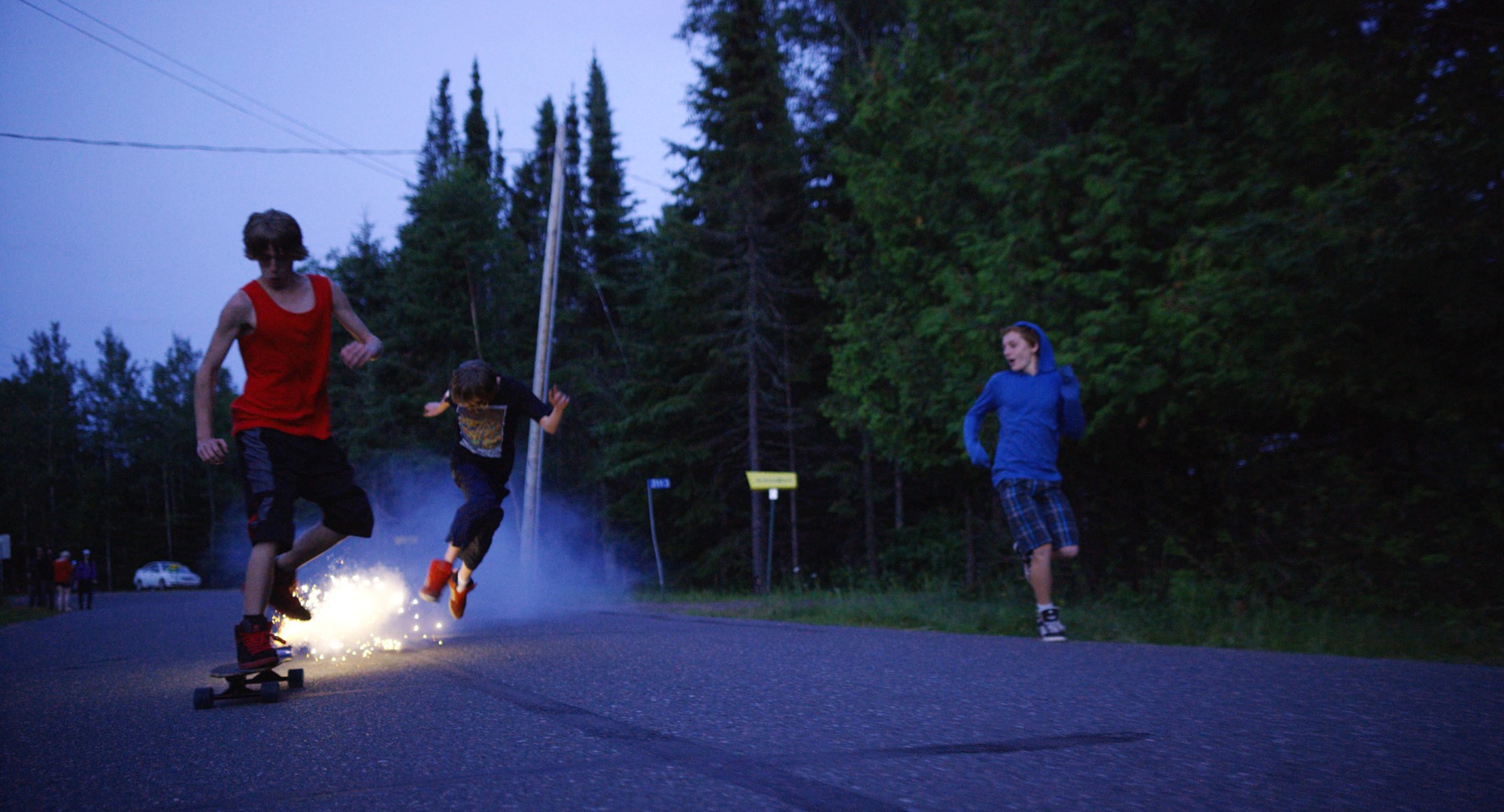 Still of Jackson Martin, Reece Moffett and Nick Serino in Sleeping Giant (2015)