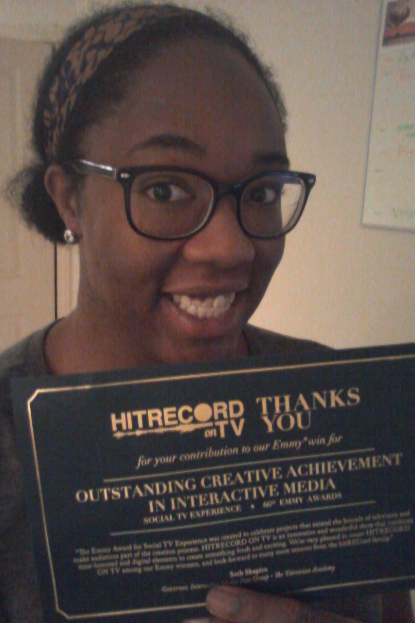 With my Emmy Certificate from being a part of the Emmy Award WInning 1st Season of HitRECord on TV!