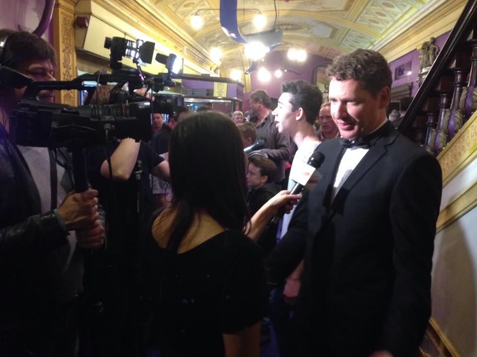 Media scrum at the world premiere of Who Killed Nelson Nutmeg? which was screened at the BFI London Film Festival.