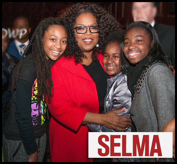 Trinity Simone with Oprah, Mikeria Howard, and Ebony Billups at Selma Red Carpet