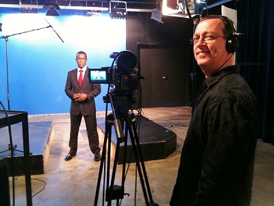 Bradford Haynes and Cinematagrapher Jim Ross at TV ONE Studio