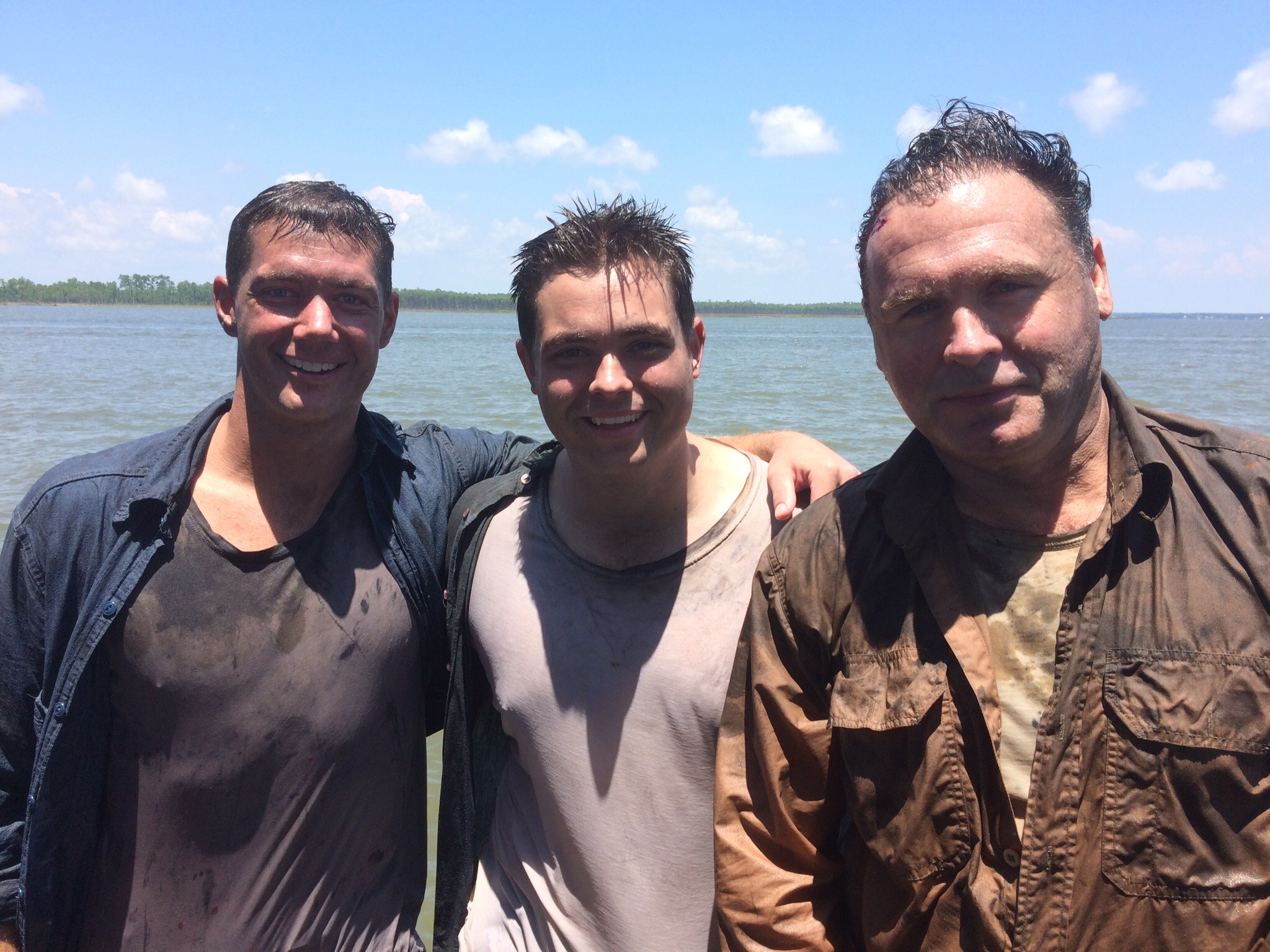 Timothy Patrick Cavanaugh executive producer, and Johnny wactor on the set of Uss Indianapolis.