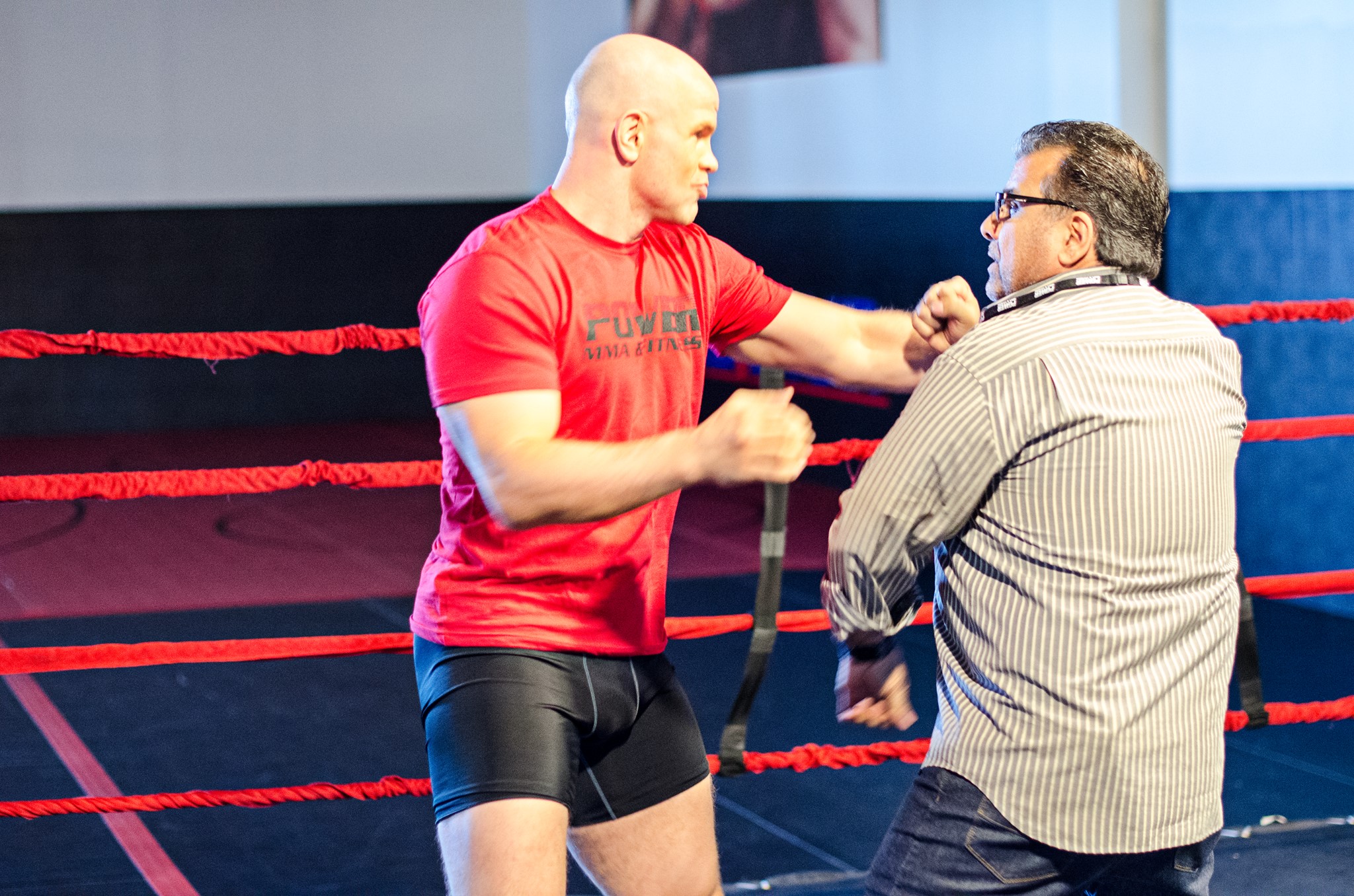Director George Nemeh and UFC Current Kick Boxer Mr Ryan Jimmo goofing during our shoot...Survived, you can see my eye glasses were in tact...