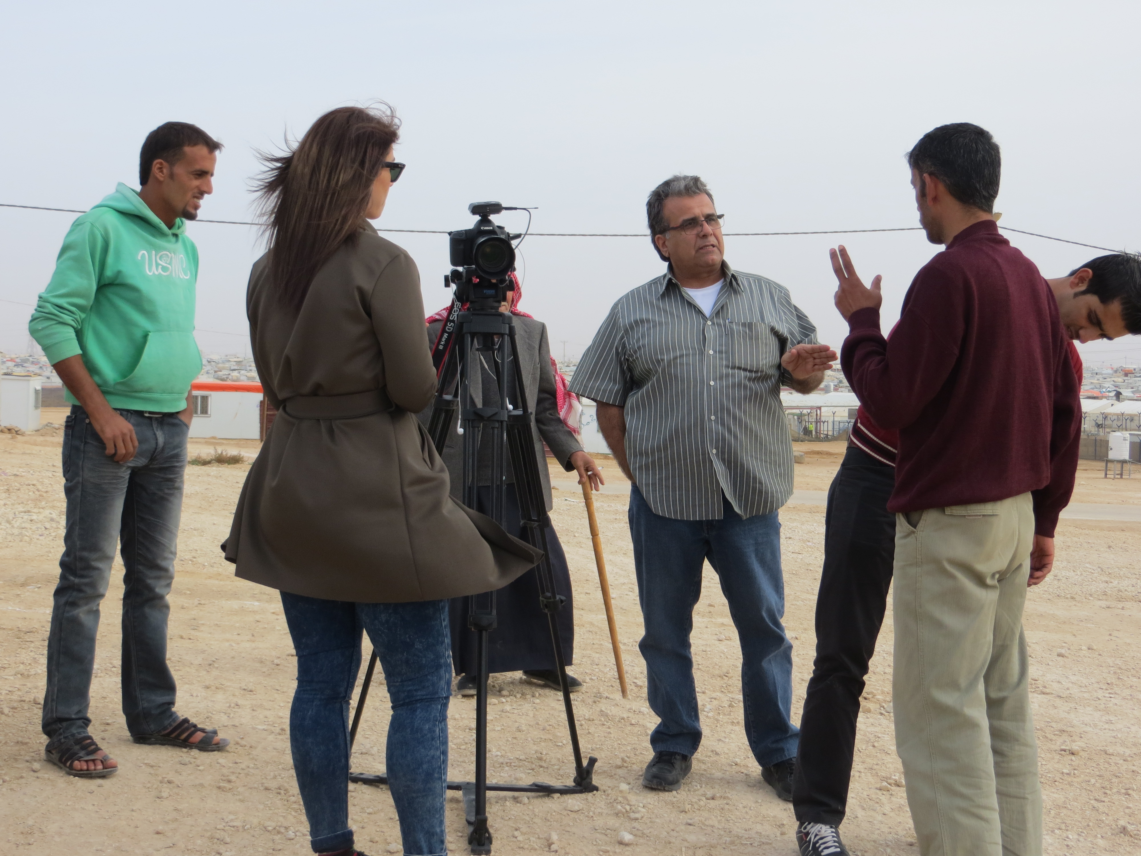 Producer Director George Nemeh at Syrian Za'atari Refugee Camp in Amman-Jordan Filming a Historical documentary