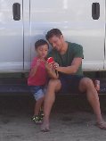 Quick snapshot of Ryan Phillippe and Aiden on the set of Secrets and Lies.