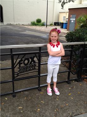 Ellie on site at Fox Studios for filming JAY'S JUNGLE