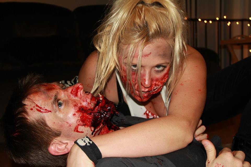 Kathryn Eastwood and Shane Ryan, behind the scenes of American Virus.