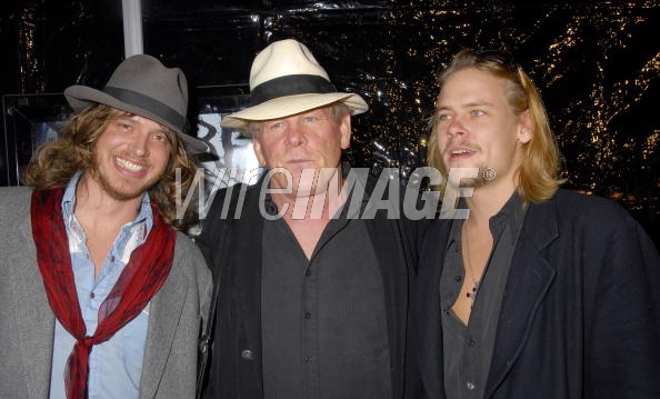 LOS ANGELES, CA - JANUARY 31, 2008: Actor Nick Nolte (center) and his son actor Brawley Nolte (R) and musician BonTweedle (aka Chebon Wehba) attend the Los Angeles Premiere of Paramount and Nickelodeon Movies 'The Spiderwick Chronicles' held at