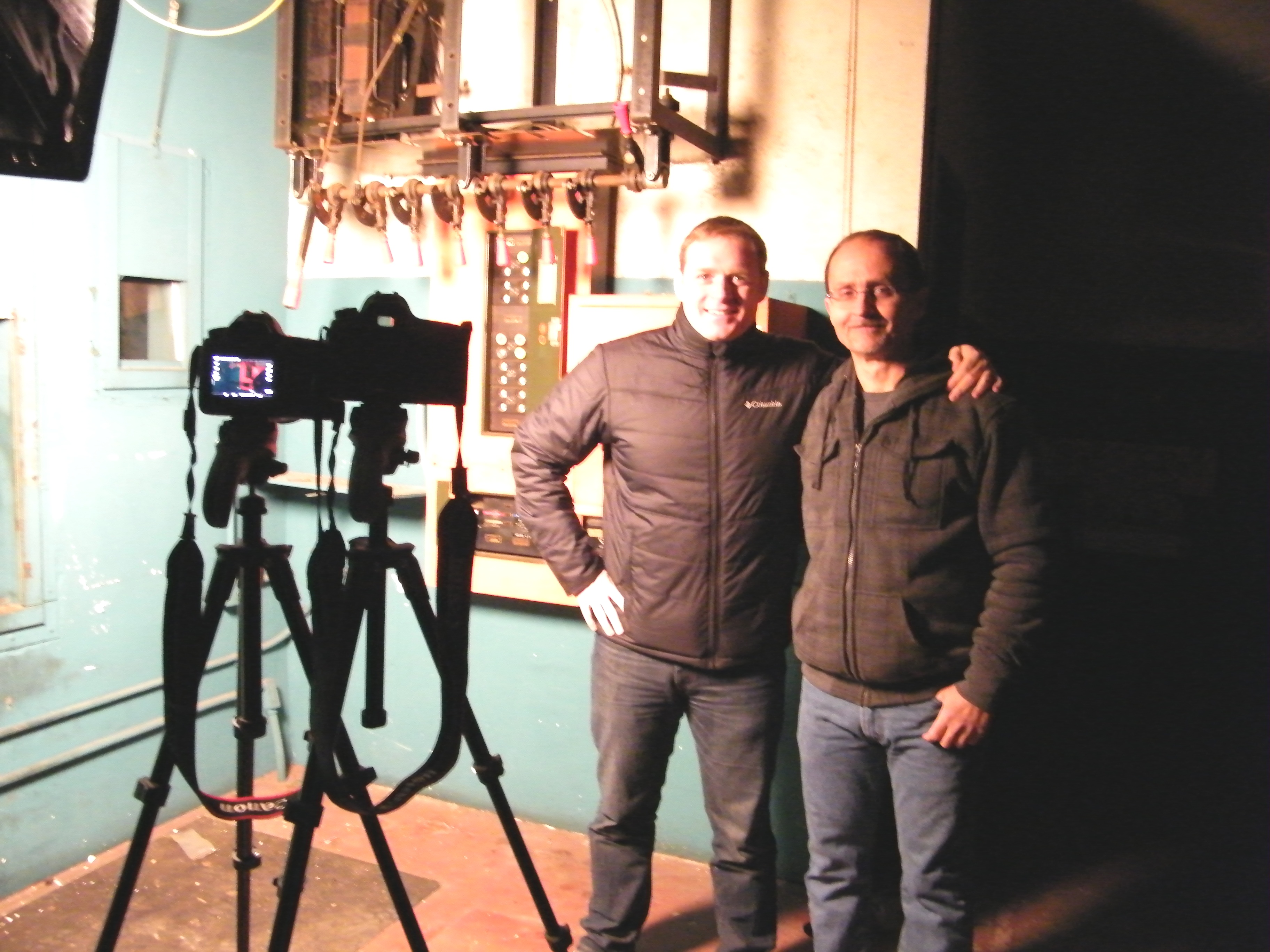At the Westmont Theater in N.J., on the projection booth set of the documentary, 