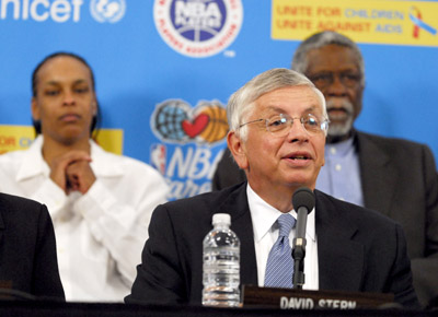 Bill Russell, David Stern and Teresa Weatherspoon