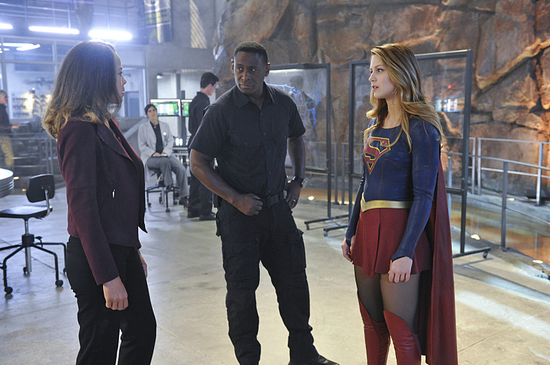 Still of Tawny Cypress, David Harewood and Melissa Benoist in Supergirl (2015)
