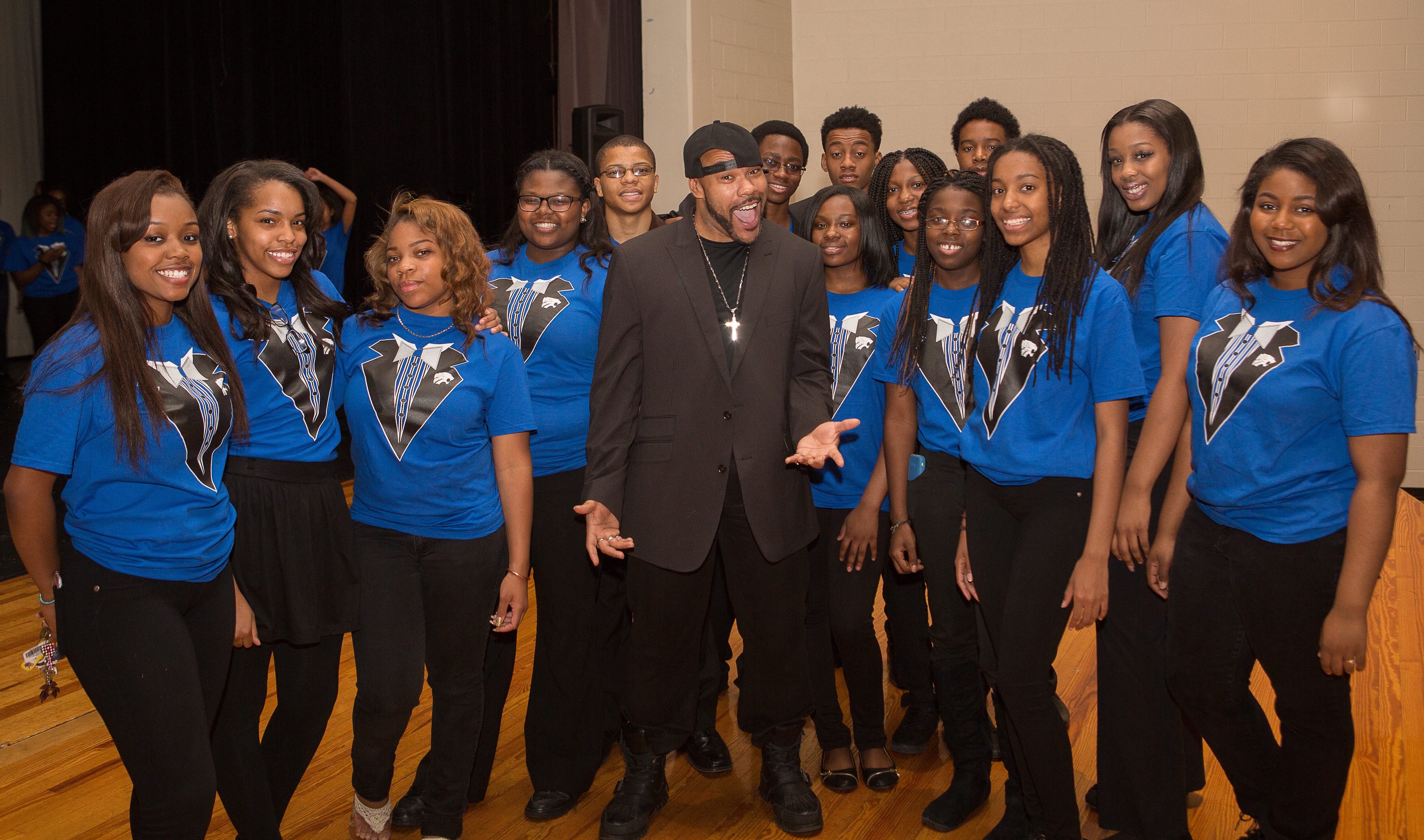 PT and members of the Stephenson High School Chorale at screening event for Salvation RMX