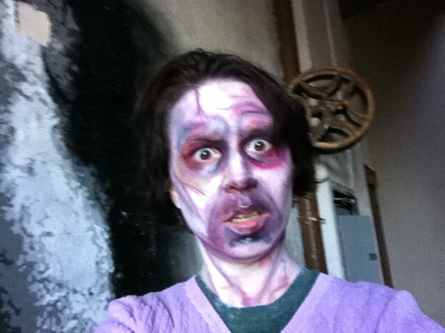 Zombie in Purple Sweater On the set of 
