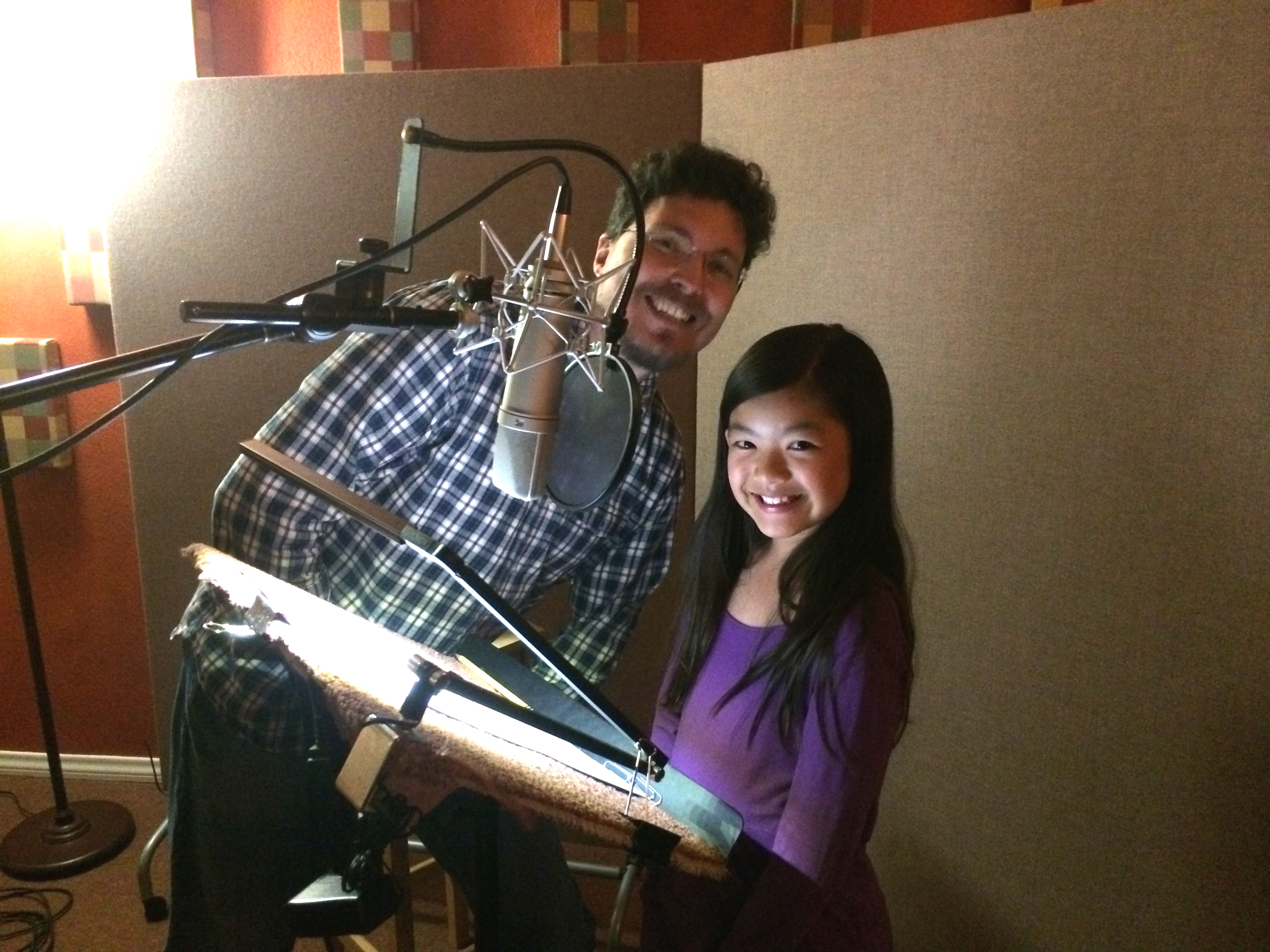Director Ben Hoppe and Riley Go recording for Disney Palace Pets: Whisker Haven Tales.