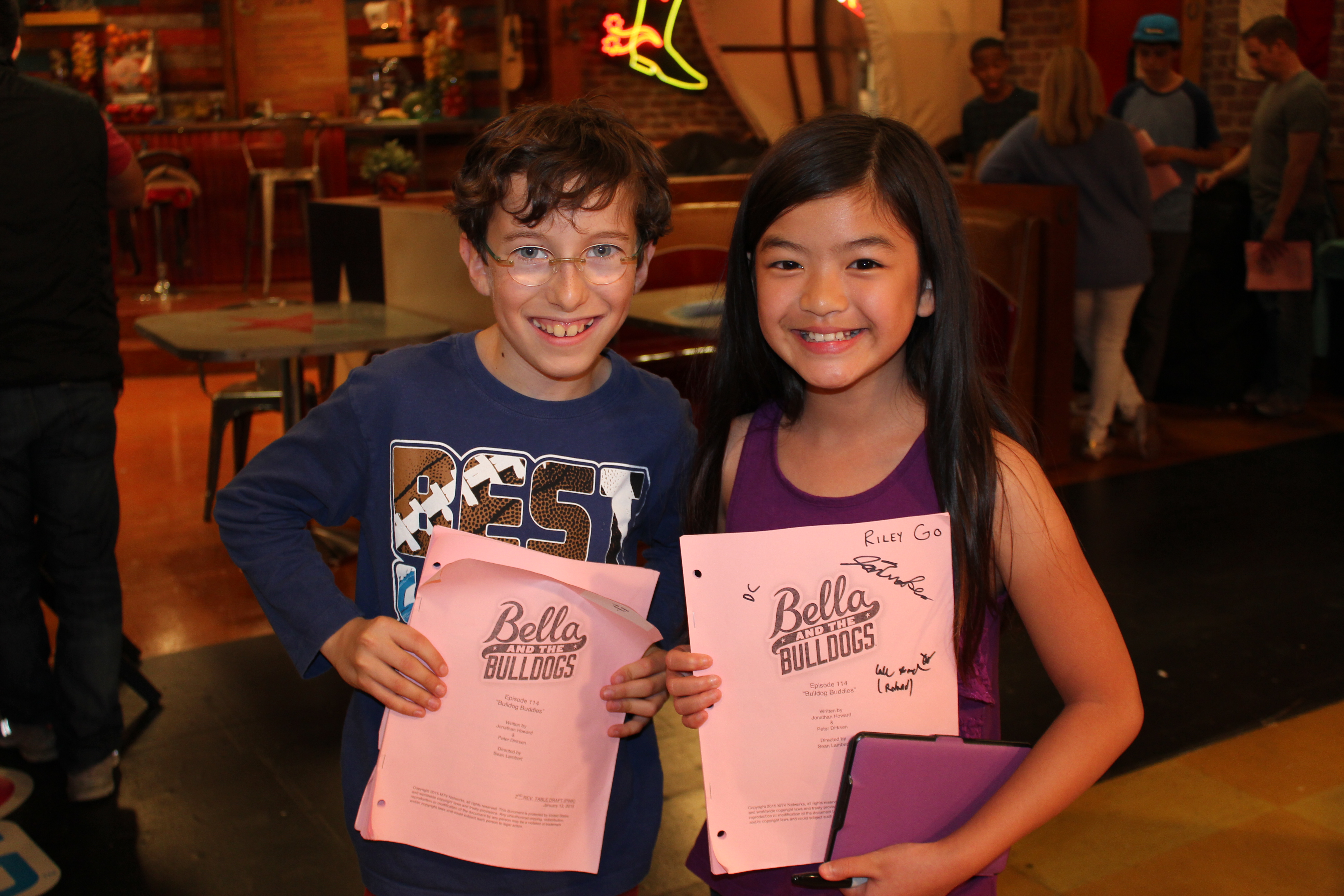 Cole Sand and Riley Go on the set of Nickelodeon's Bella and the Bulldogs.