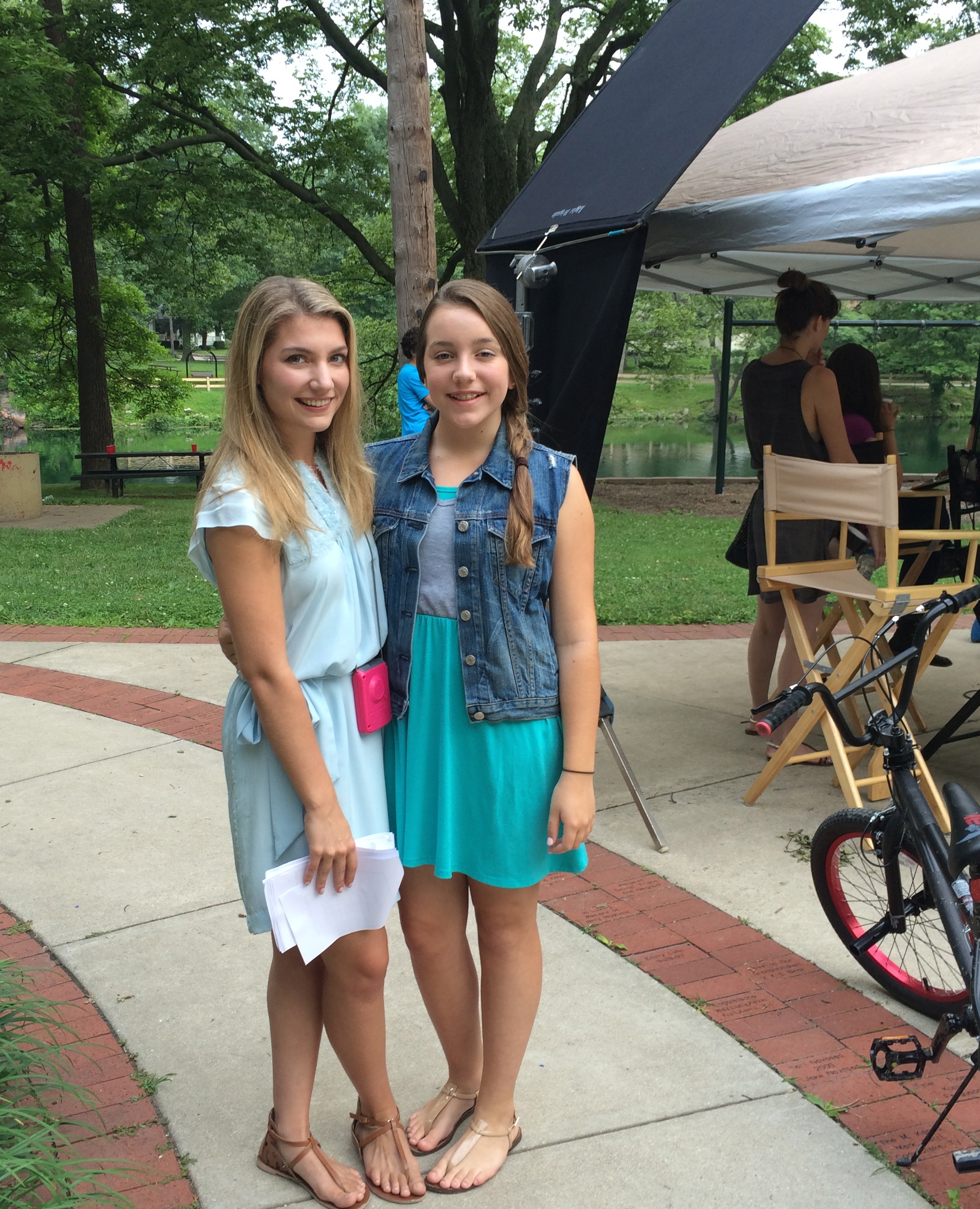 Maddie Busch with sister Haley Busch filming Marshall the Miracle Dog