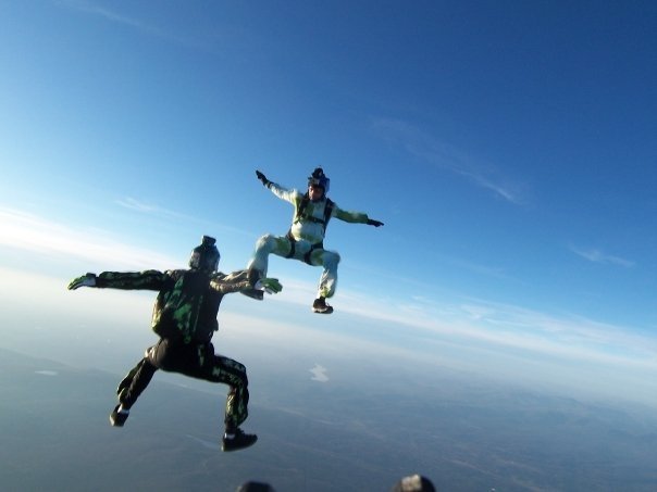 I (Gregory Chater) are facing the camera while sitflying.