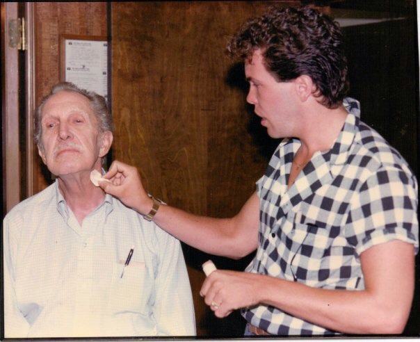Make-up application to actor Vincent Price.