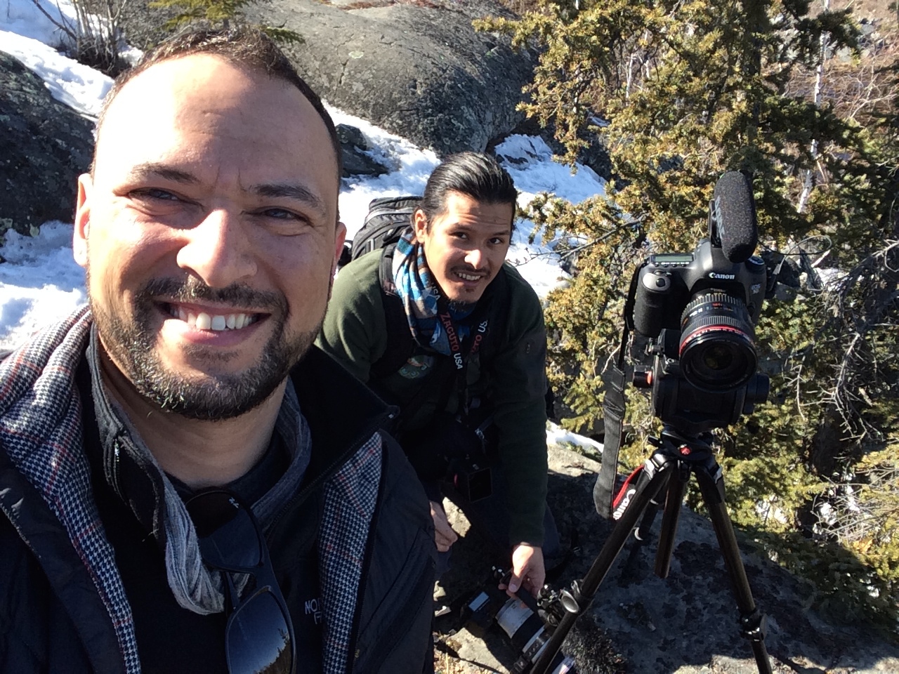 Way Up North selfie with co-director Hermon Farahi. Yellowknife, NWT. May 2014.