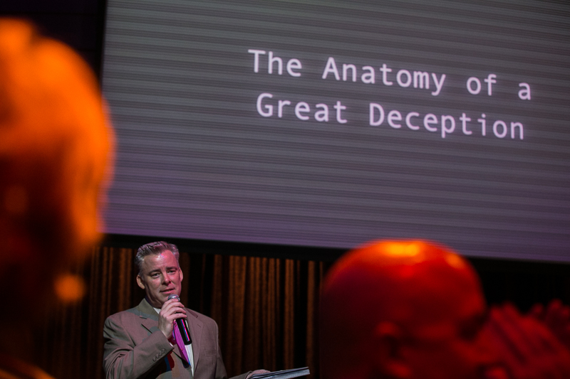 Director & Producer, David Hooper, speaking prior to the screening of The Anatomy of a Great Deception. March 8, 2014 in Detroit.