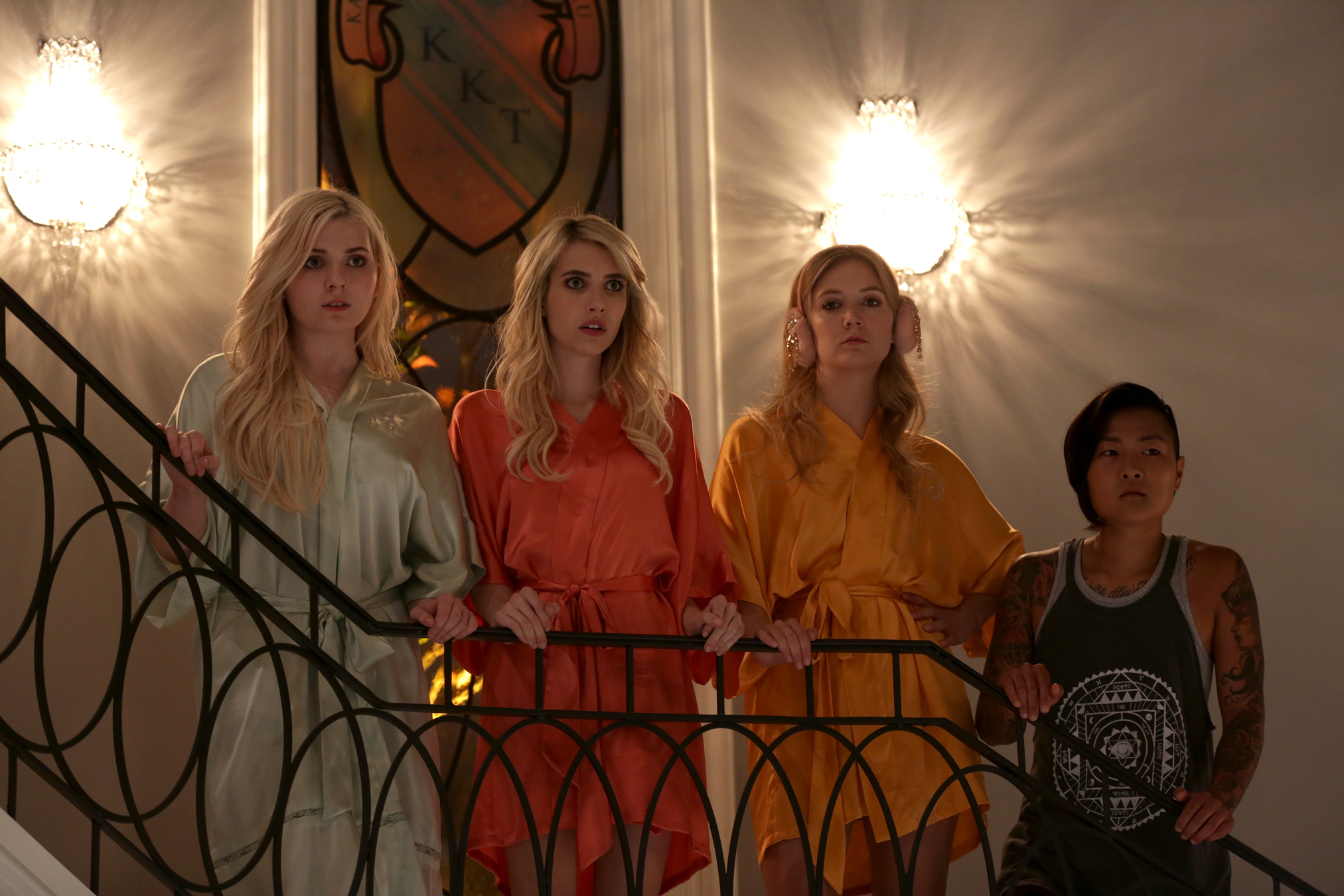 Still of Emma Roberts, Abigail Breslin, Billie Lourd and Jeanna Han in Scream Queens (2015)