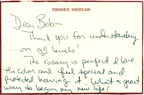 Note to Bob DeBrino from Brooke Shields