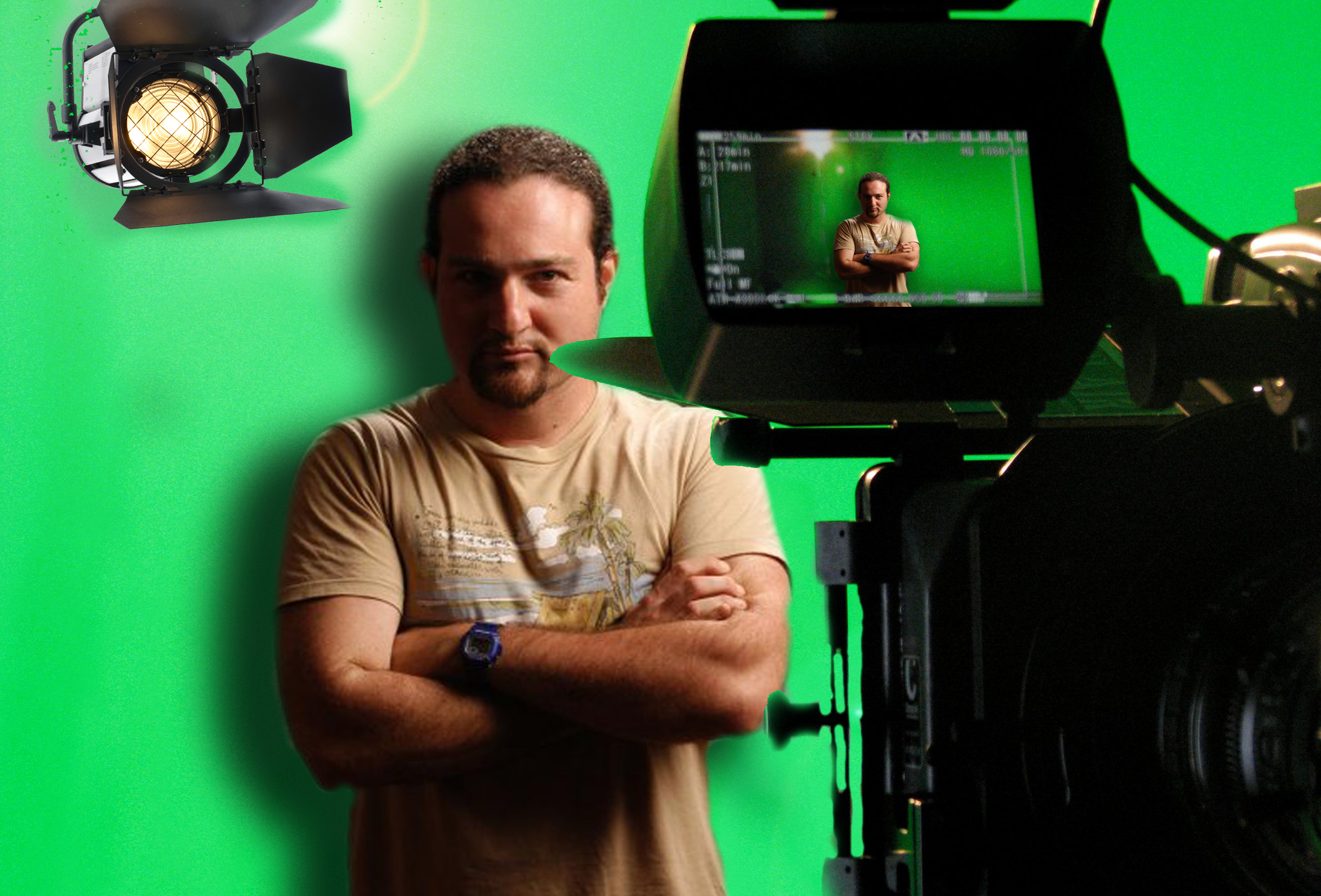 Danniel Fishler on the Green Screen set of 