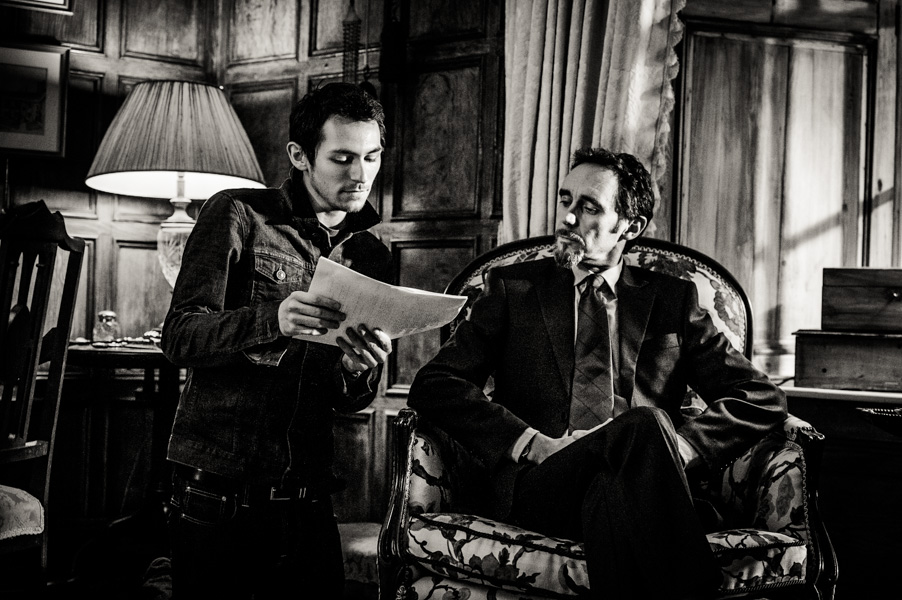 Adam Stephen Kelly and Guy Henry on the set of Done In.