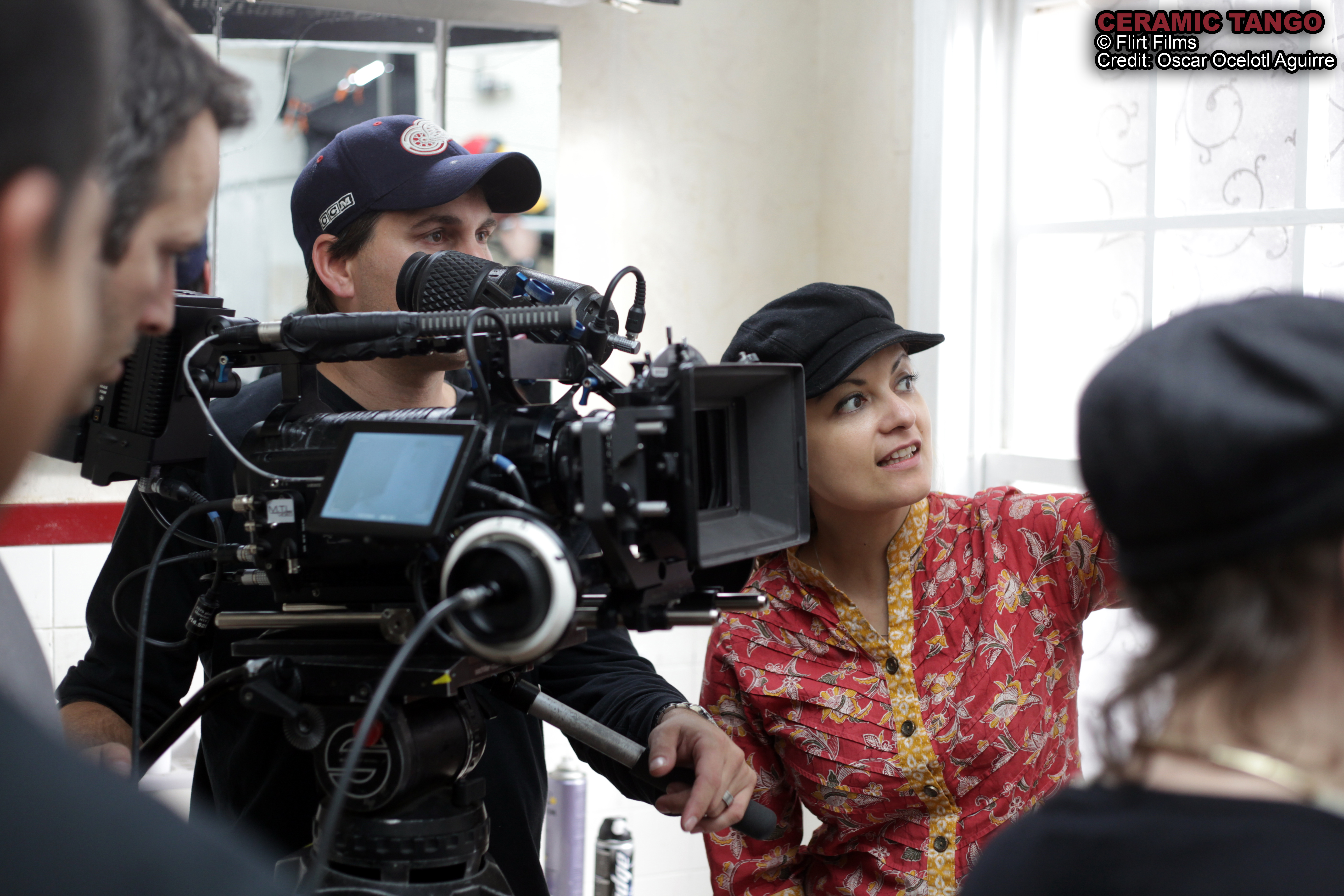 Director Patricia Chica and crew, on the set of CERAMIC TANGO.