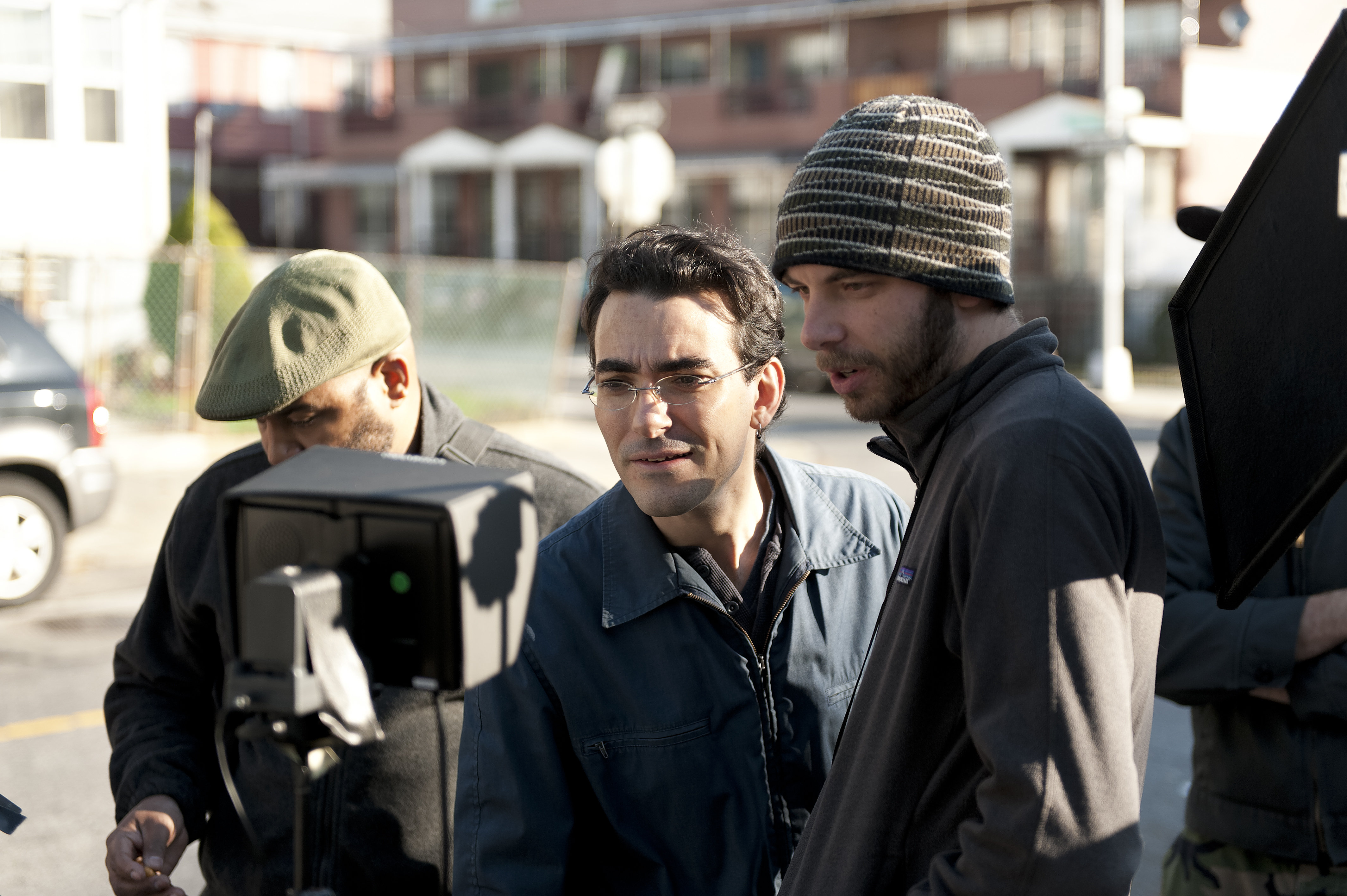 Director Elias and Cinematographer Trent Ermes on location for Gut (2012)