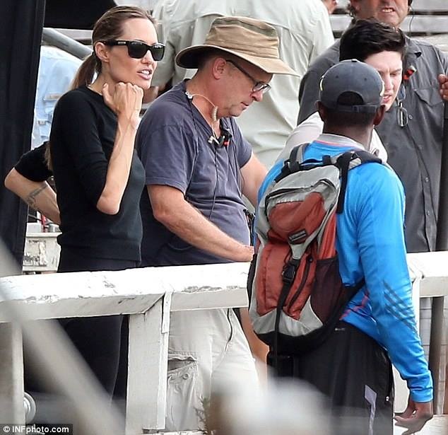 Angelina Jolie, Joe Reidy and me, discussing plans for the high school track & field running scenes of the movie Unbroken