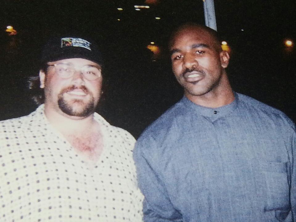 Me and the CHAMP Evander Holyfield at the Super Bowl in Miami.